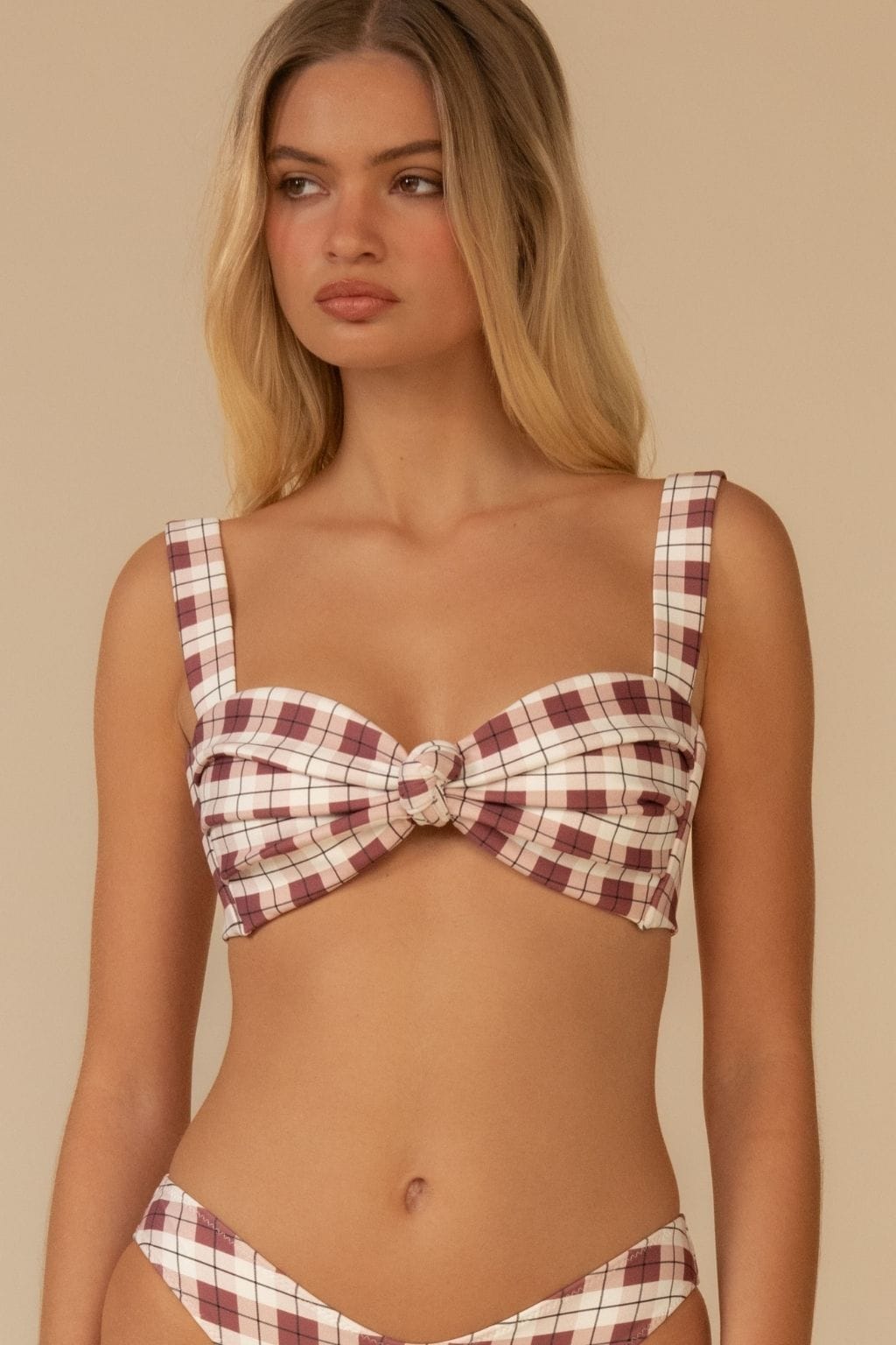 Maroon Plaid Hayden Bikini Top