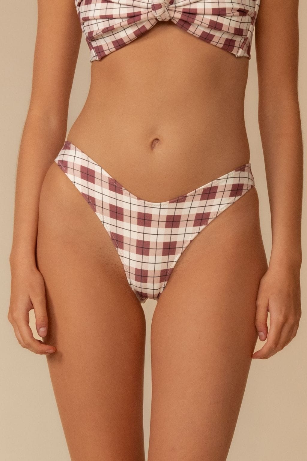 Maroon Plaid Lulu (Zig-Zag Stitch) Bikini Bottom