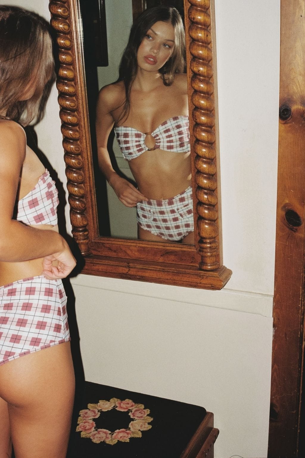 Maroon Plaid Polly Bikini Bottom
