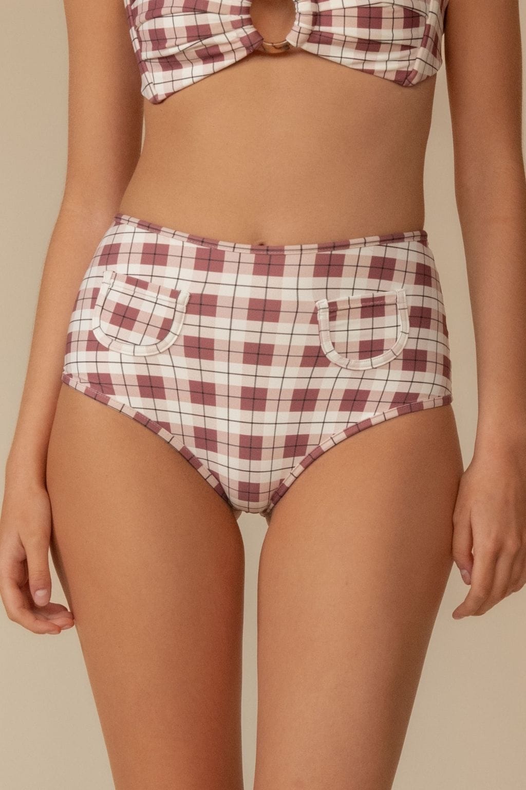 Maroon Plaid Polly Bikini Bottom