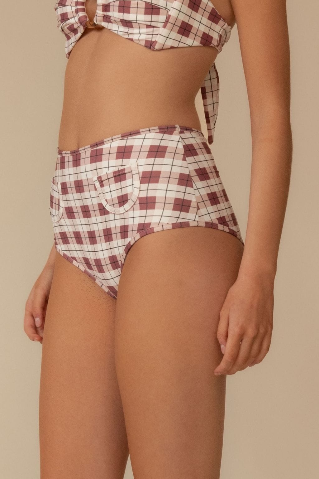 Maroon Plaid Polly Bikini Bottom