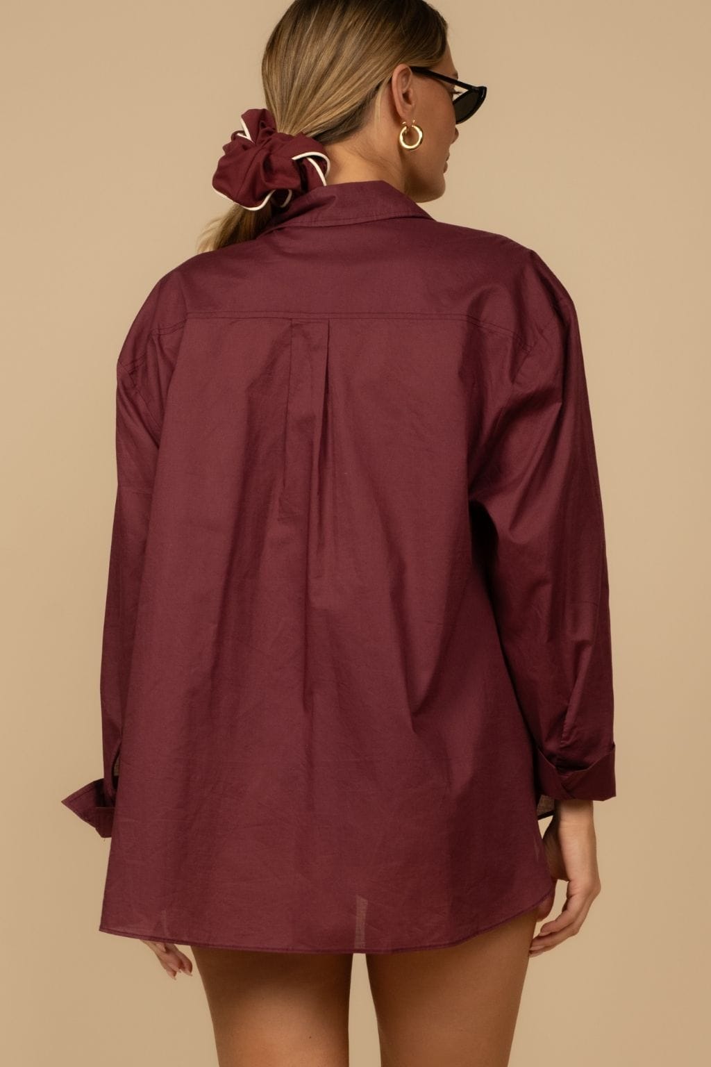 Maroon Boyfriend Button-Down Shirt