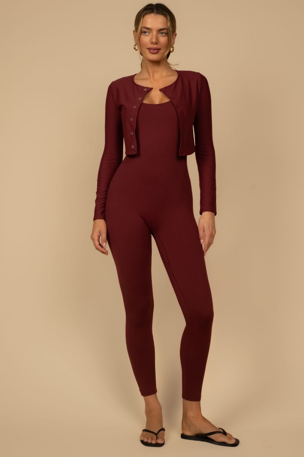 Maroon Button-Down Cardi