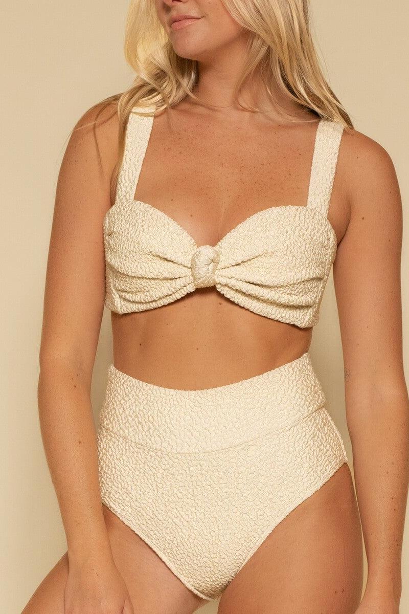 Oat Texture Full Coverage High Rise Bikini Bottom