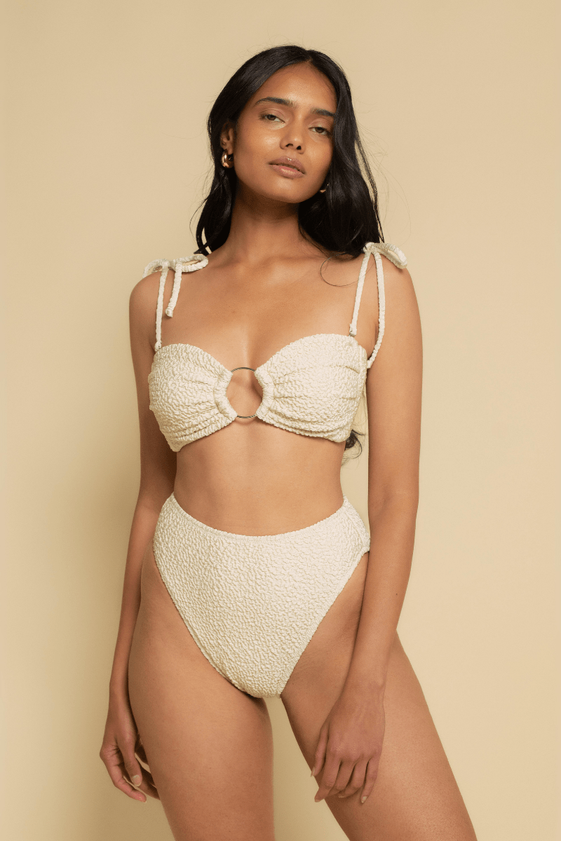 Oat Texture Tori Ties Bandeau Bikini Top