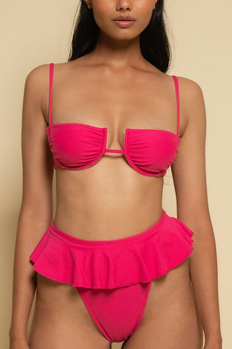 Raspberry Tamarindo Ruffle Bikini Bottom