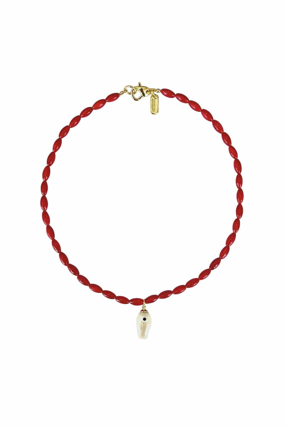 Red Beaded Fish Necklace