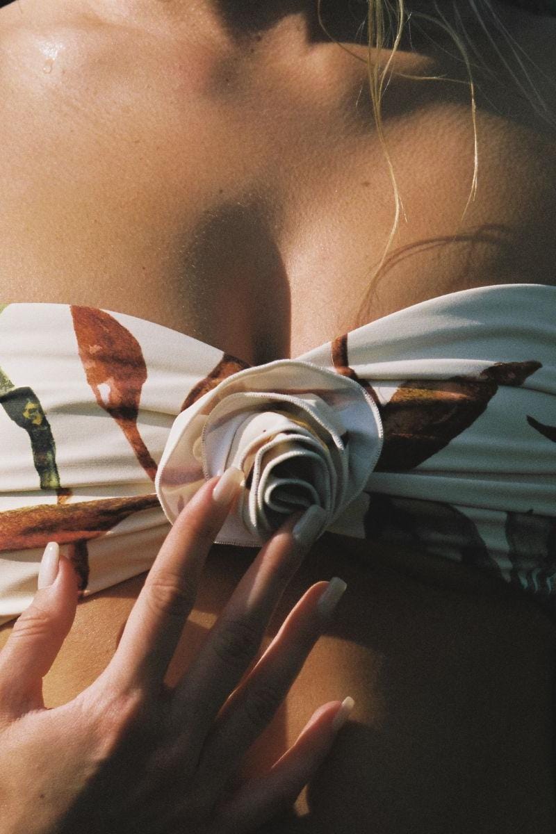 Rooted Floral Rosa Bandeau Bikini Top