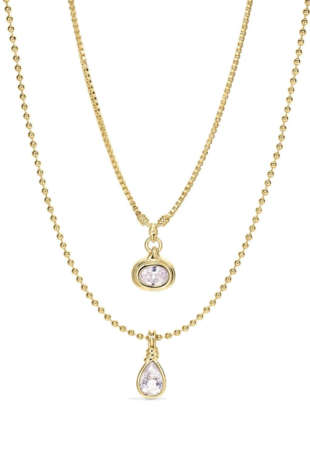 The Antoinette Stone Charm Necklaces (Gold)