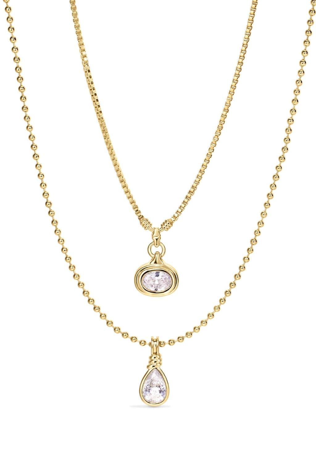 The Antoinette Stone Charm Necklaces (Gold)