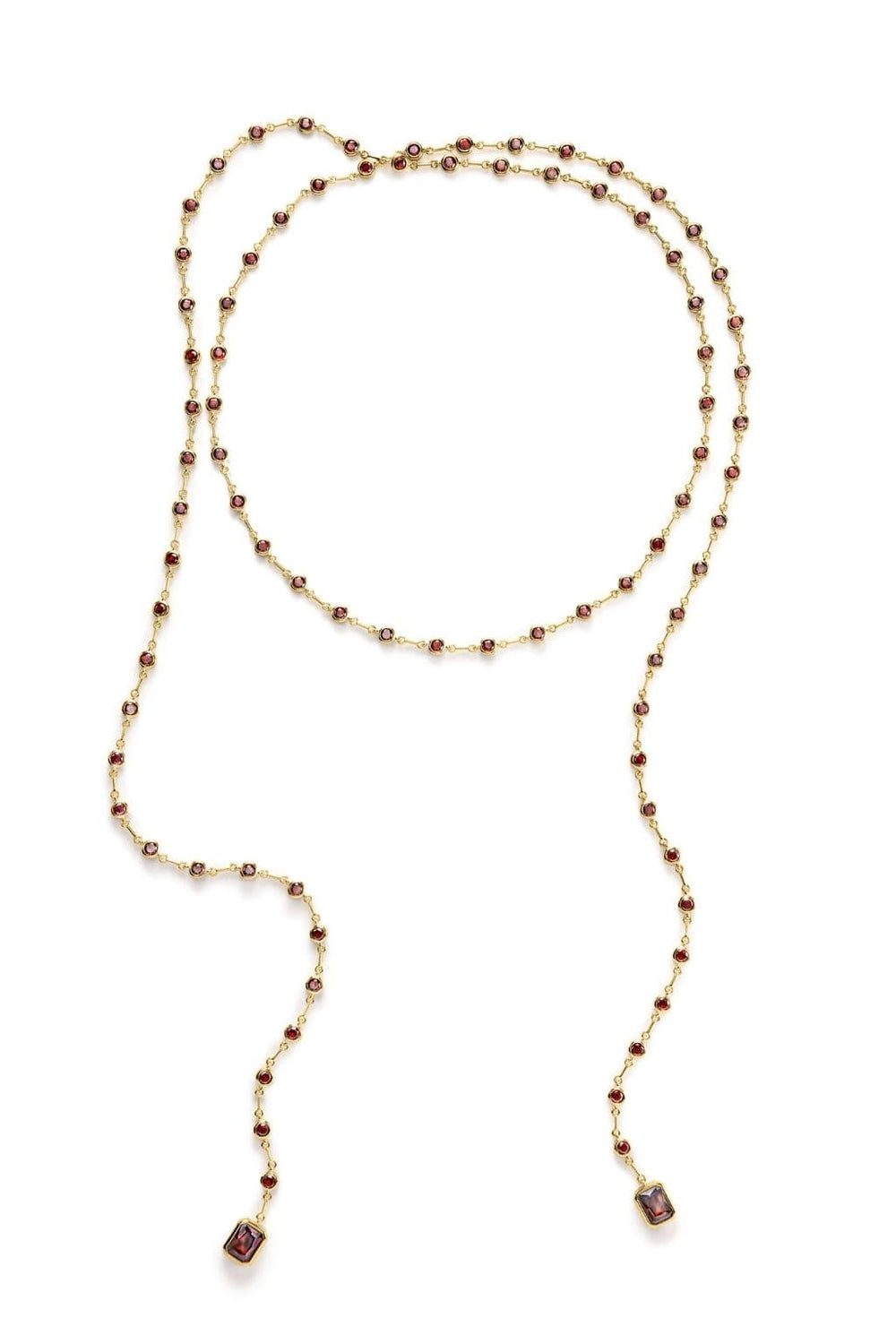 The Elizabeth Garnet Stone Wrap Necklace (Gold)