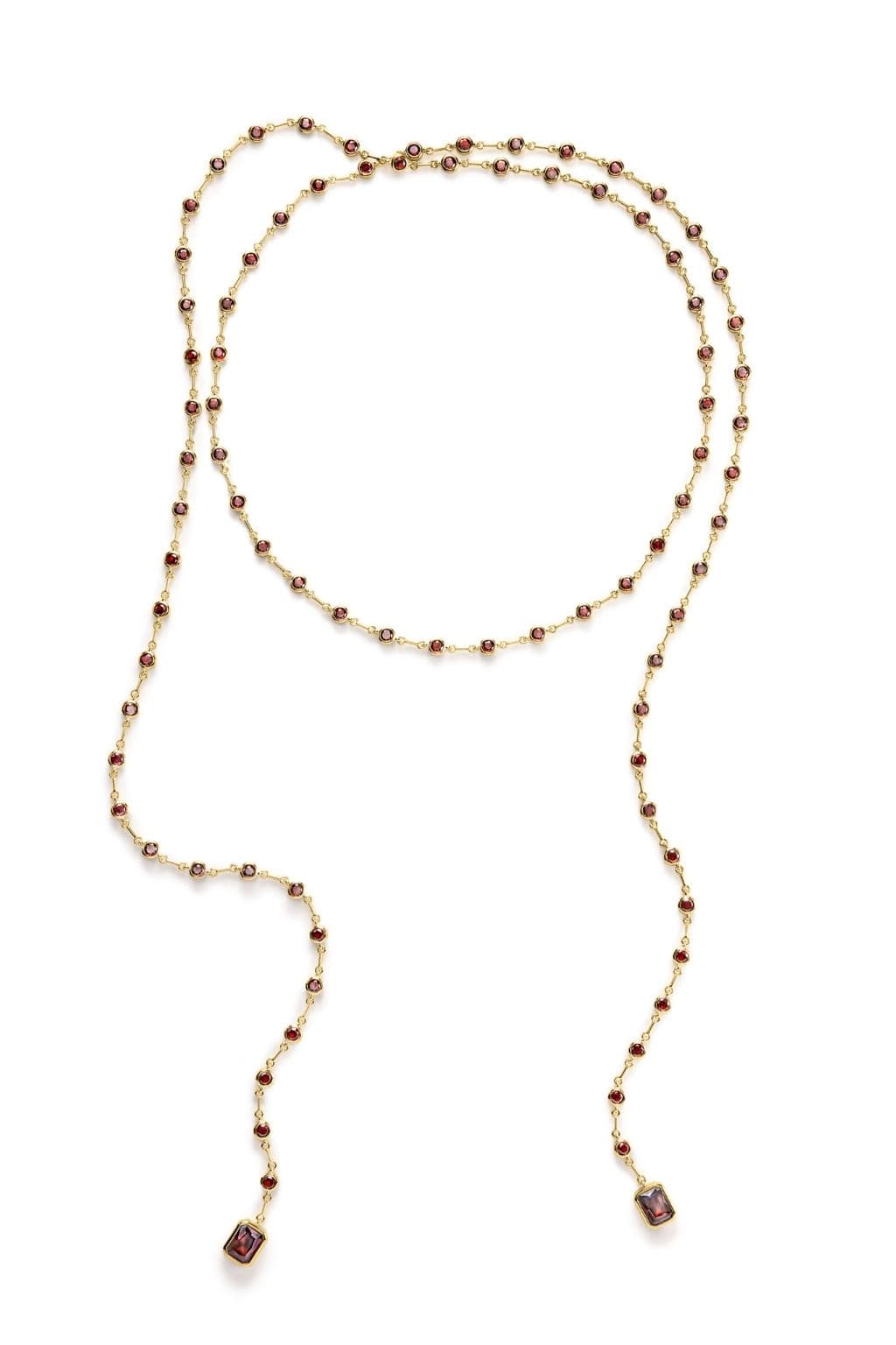 The Elizabeth Garnet Stone Wrap Necklace (Gold)