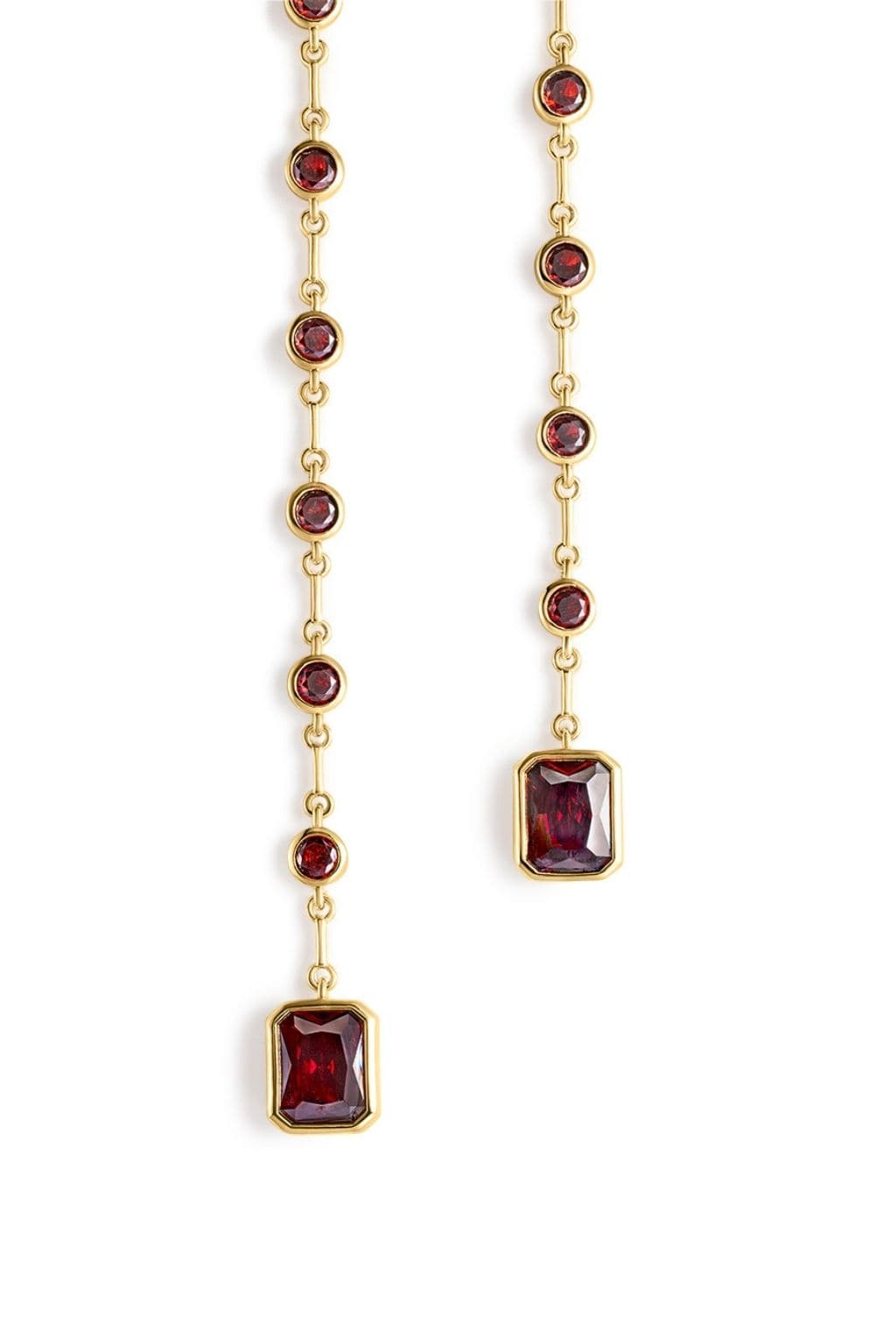The Elizabeth Garnet Stone Wrap Necklace (Gold)