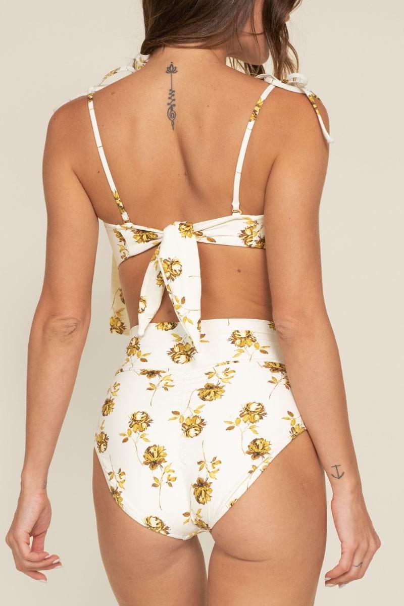 Gold Filigree Added Coverage High Rise Bikini Bottom