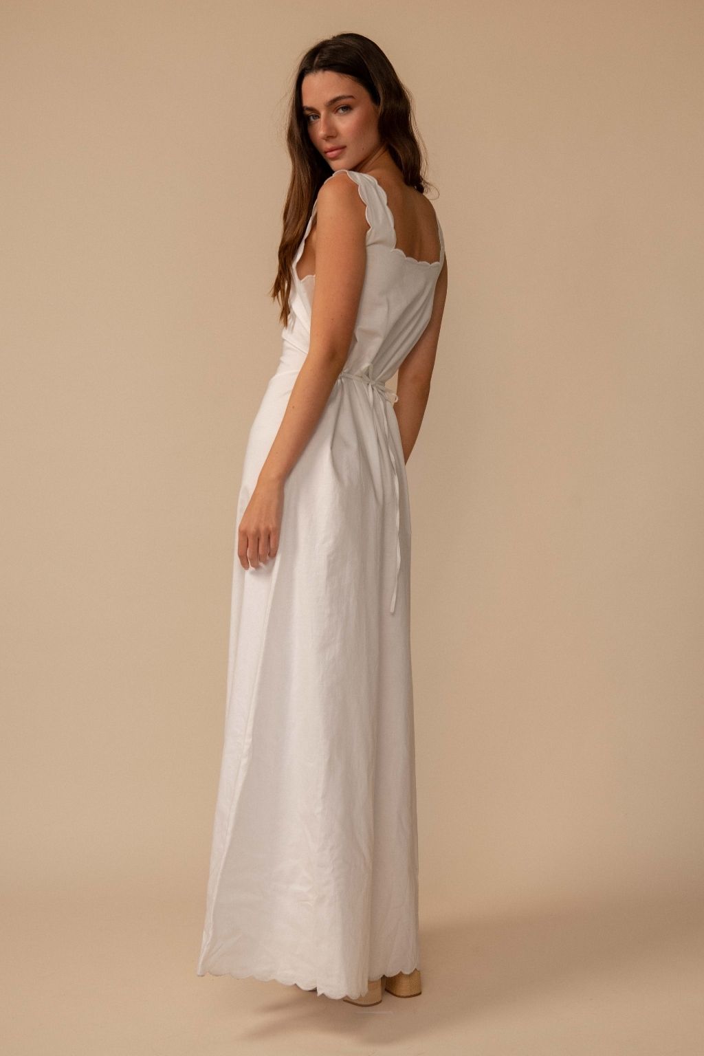 White Elizabeth Scalloped Dress