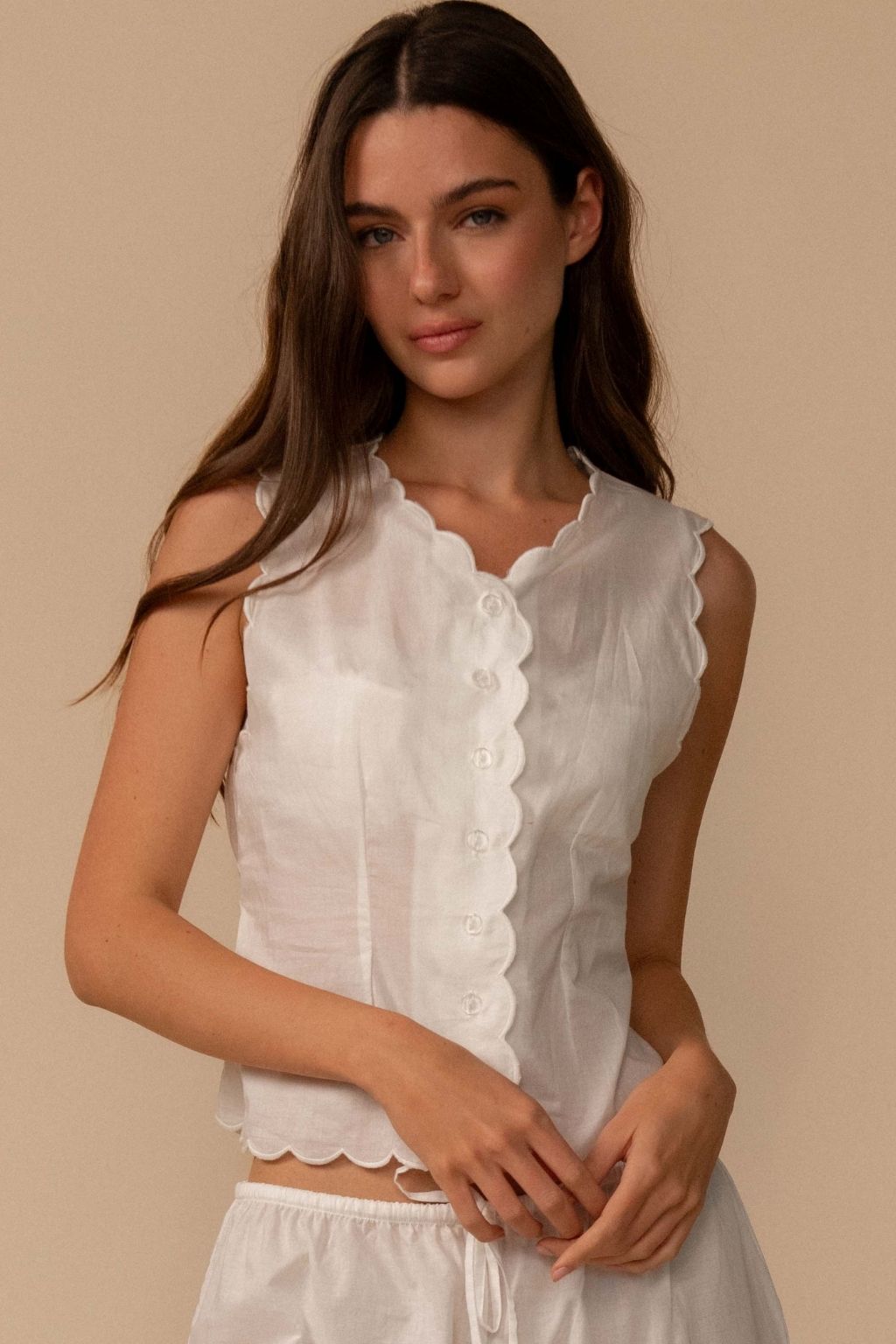 White Scalloped Vest