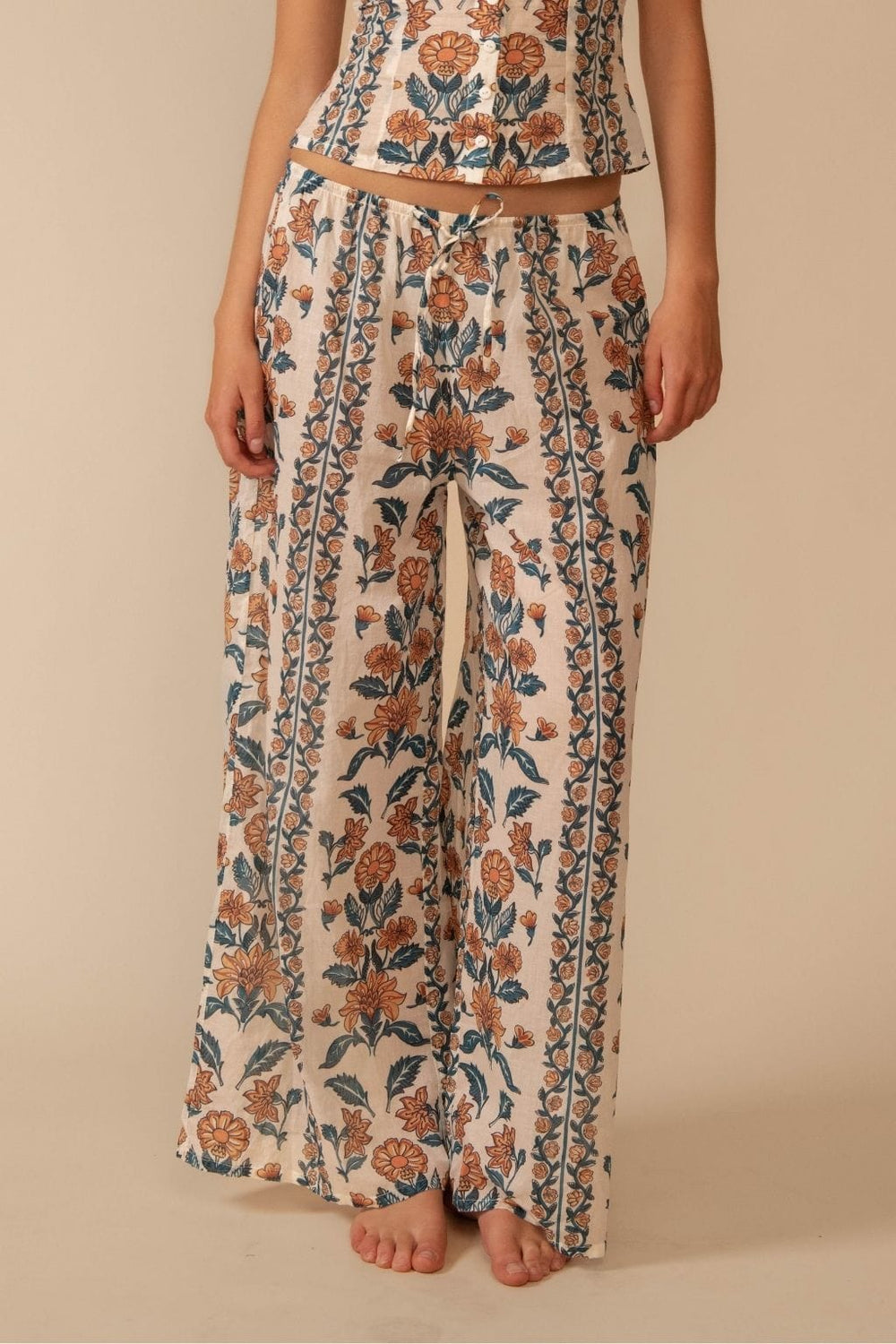 Winona Floral Drawstring Wide-Leg Pant