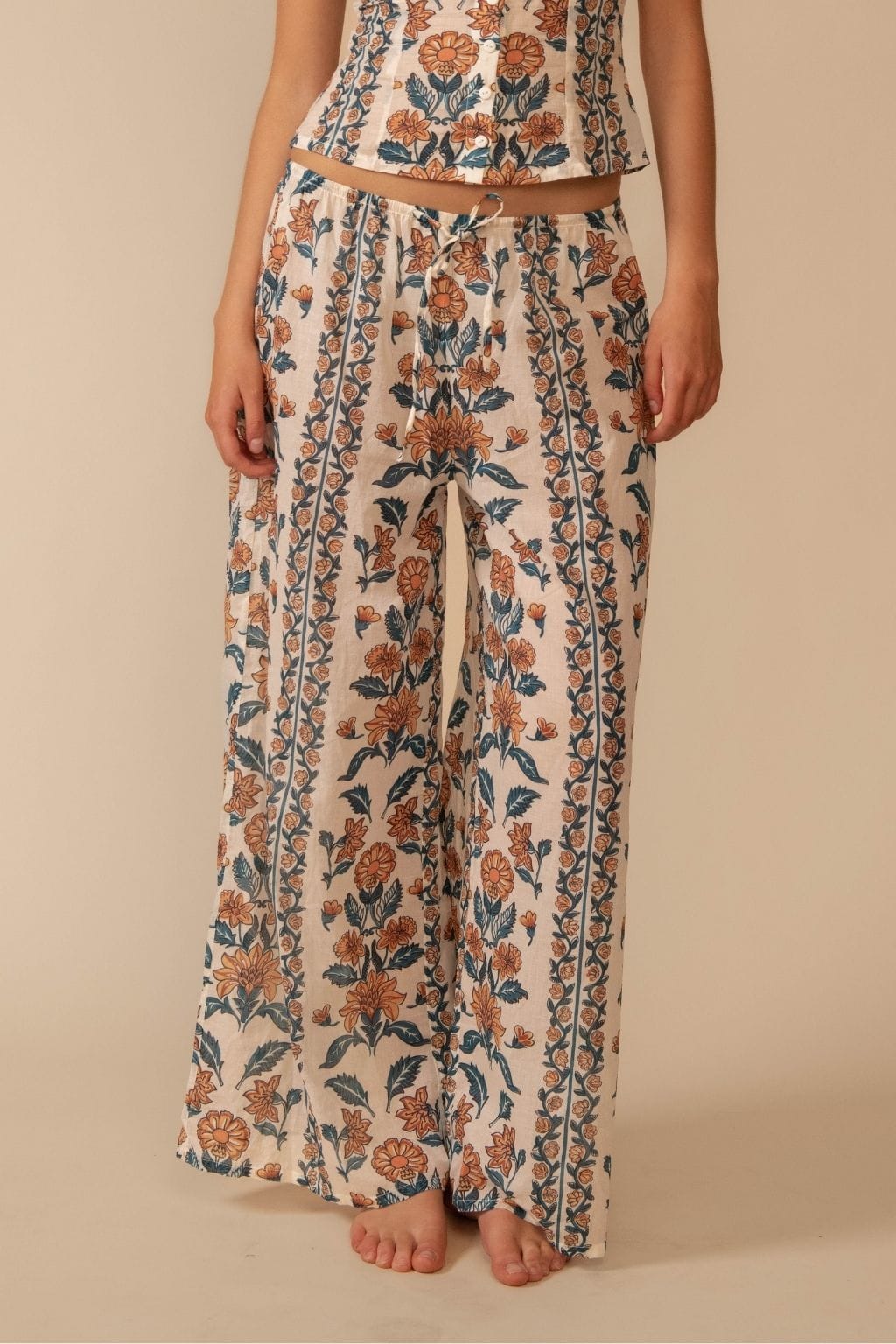 Winona Floral Drawstring Wide-Leg Pant