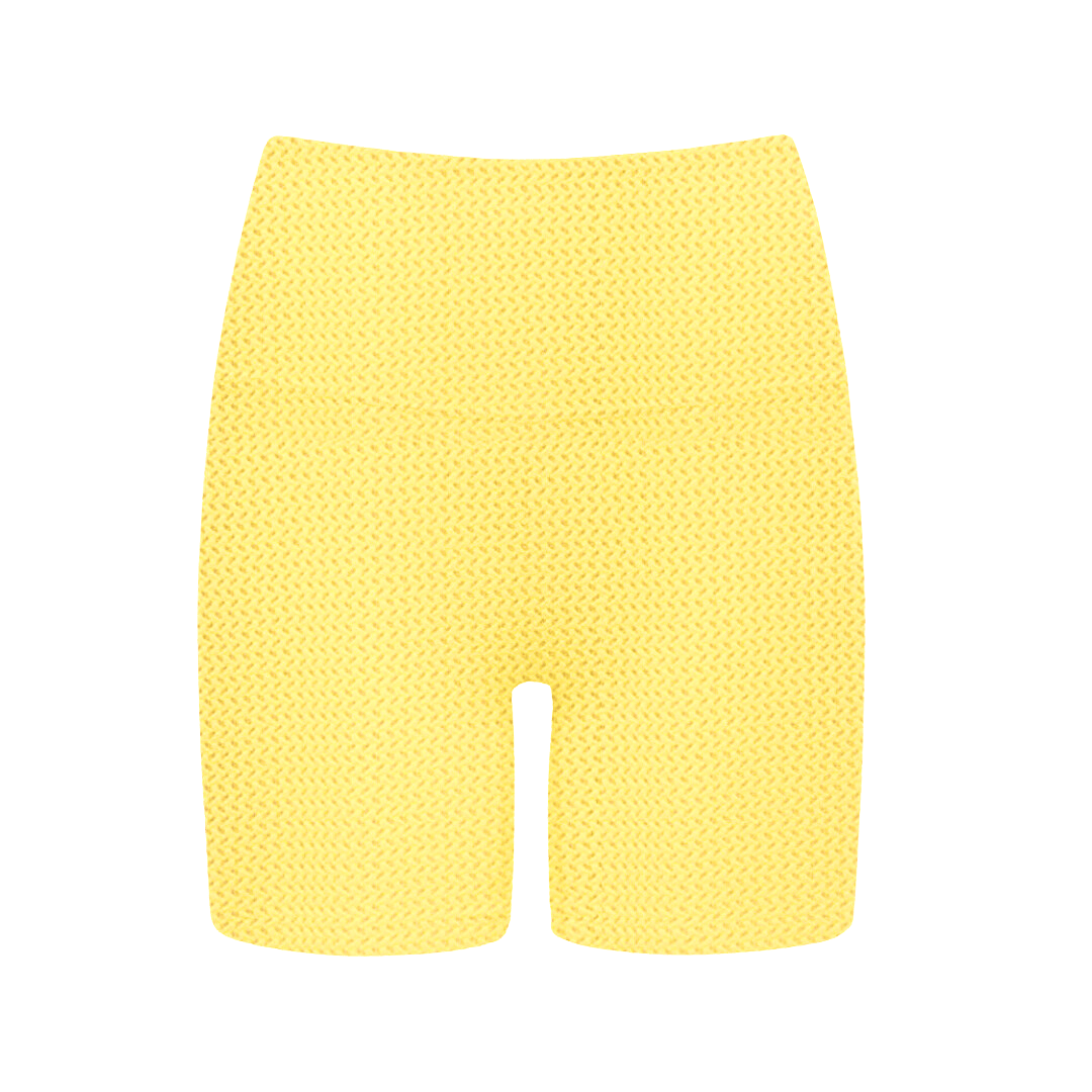 Yellow Crochet Midi Bike Short