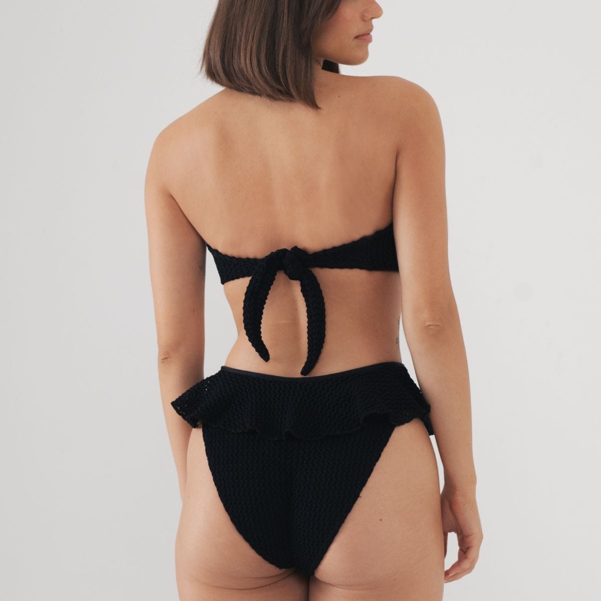 Black Crochet Tamarindo Ruffle Bikini Bottom