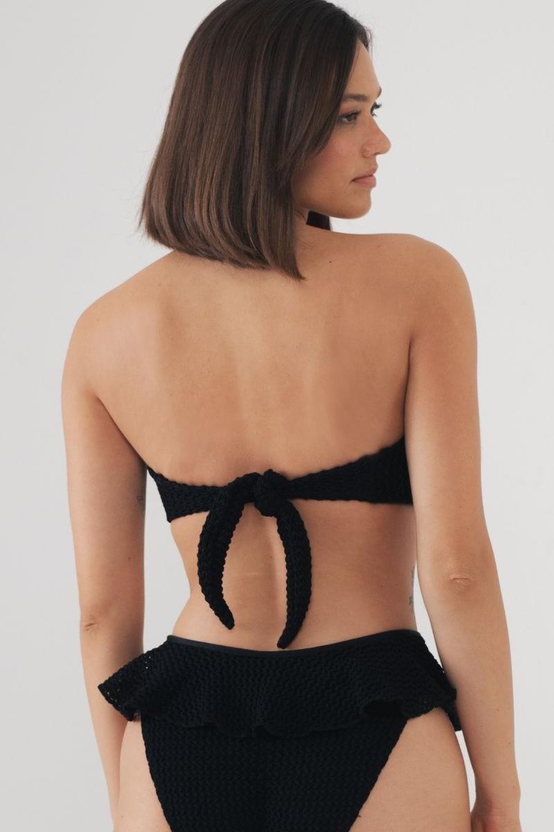 Black Crochet Tori Bandeau Bikini Top | Montce Swim
