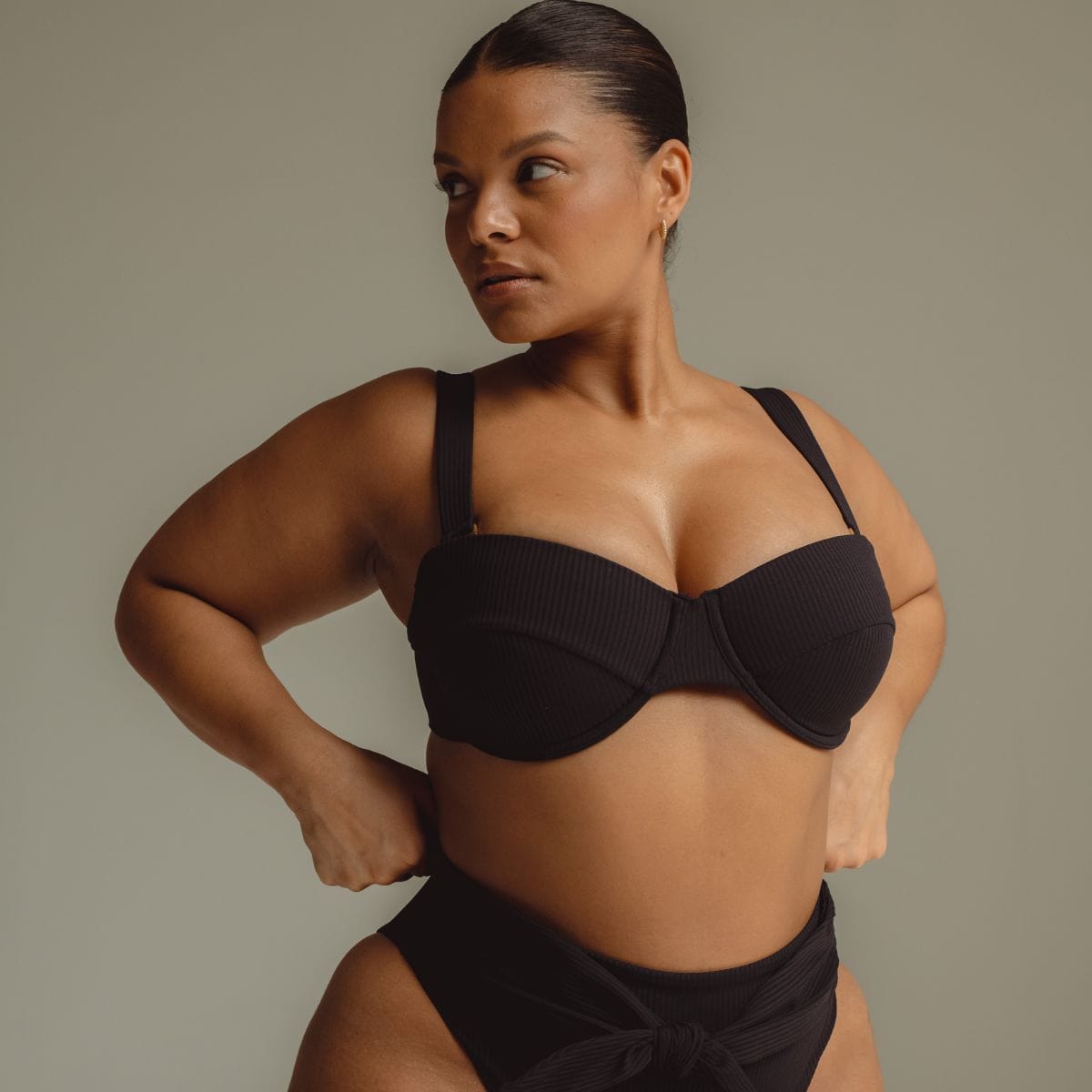 Black Rib Bustier Bikini Top | Black Swimsuit | Montce Swim