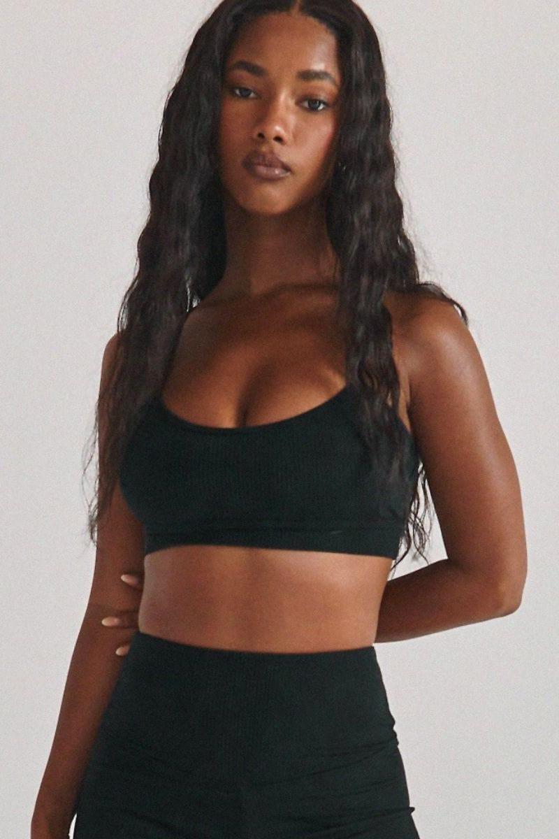 Black Rib Simple Sport Top