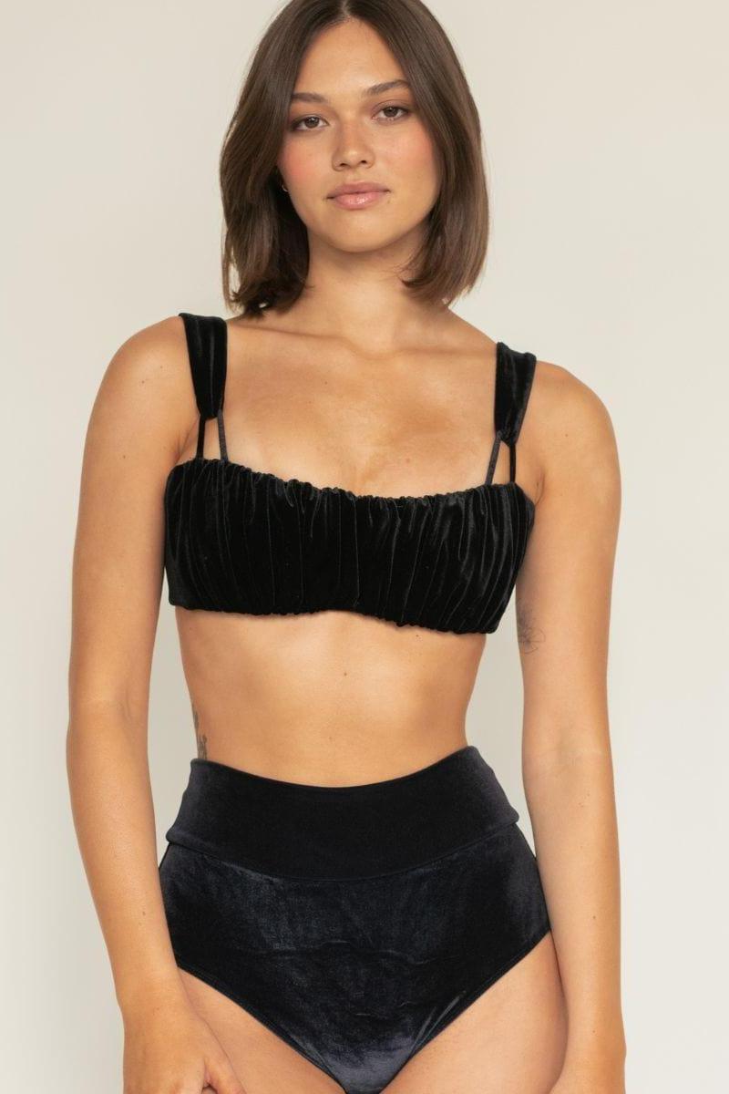 Black Velvet Added Coverage High Rise Bikini Bottom