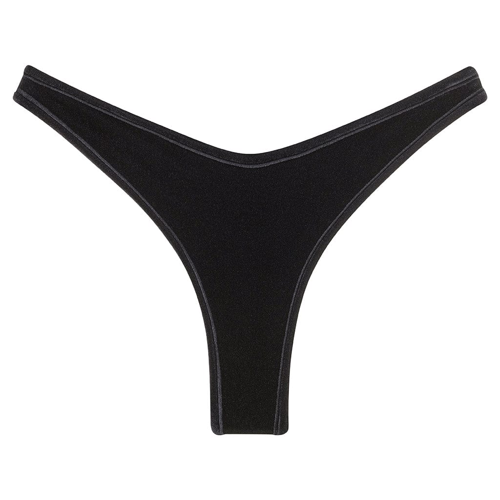 Black Velvet Binded Thong Bikini Bottom