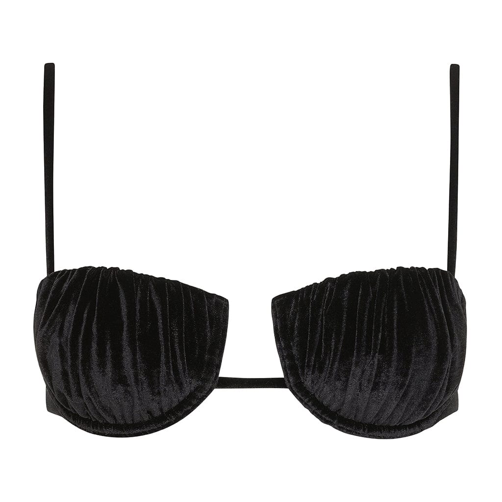 Black Velvet Petal Bikini Top