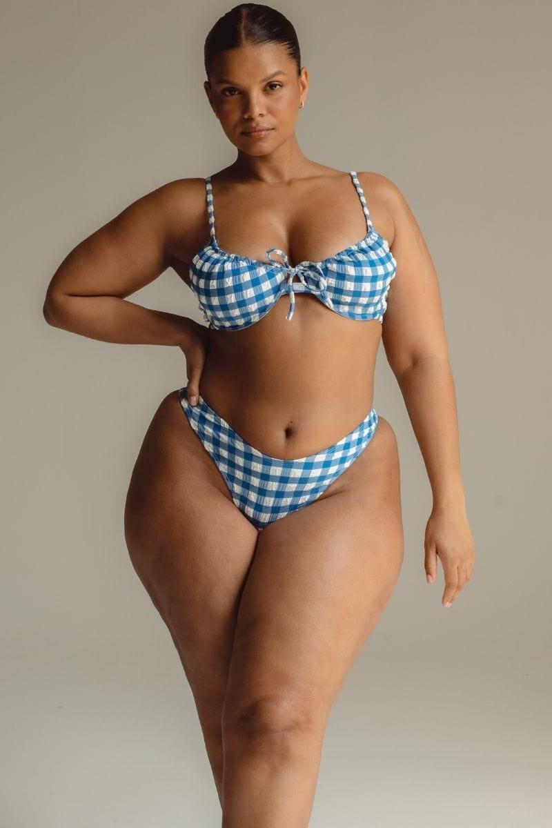 Blue Gingham Lucy Bikini Top