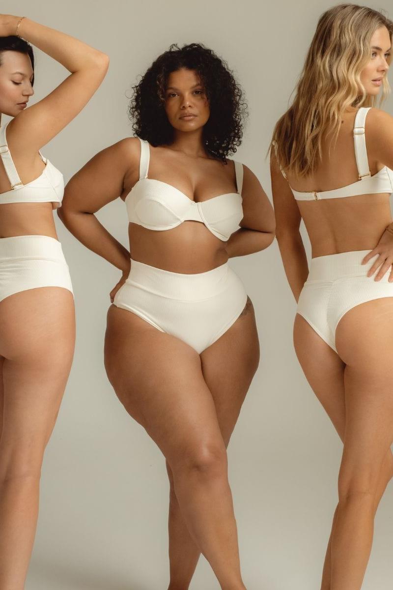 Cream Rib Bustier Bikini Top