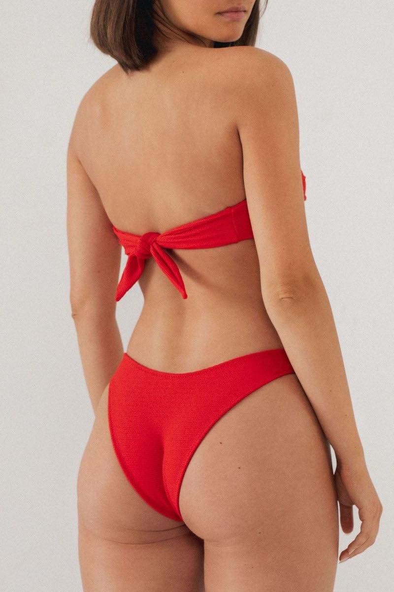 Crimson Micro Scrunch Lulu (Zig Zag Stitch) Bikini Bottom