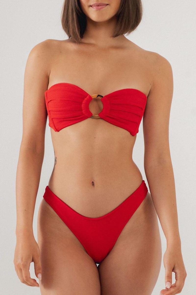 Crimson Micro Scrunch Lulu (Zig Zag Stitch) Bikini Bottom