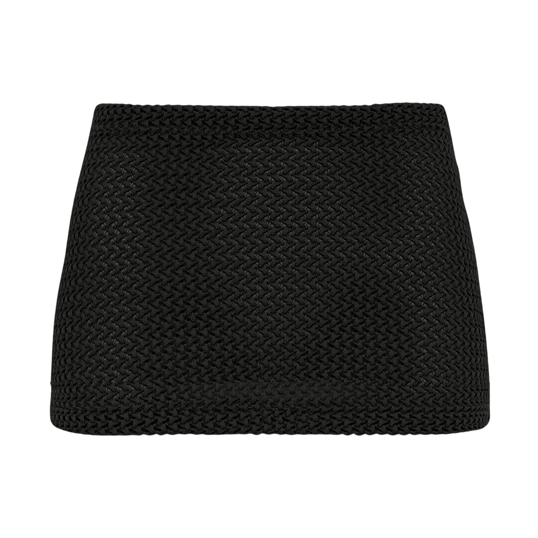 Black Crochet Double Micro Skirt