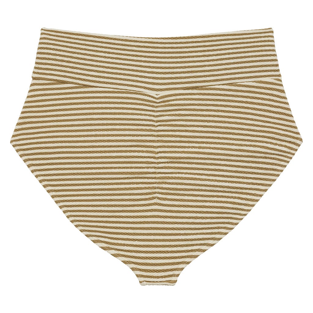 Neutral Stripe Full Coverage High Rise Bikini Bottom