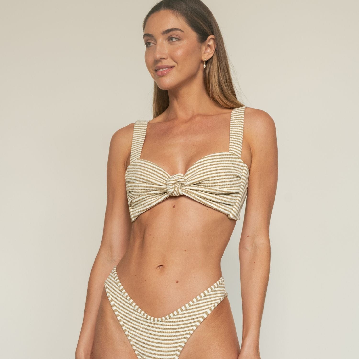 Neutral Stripe Hayden Bikini Top