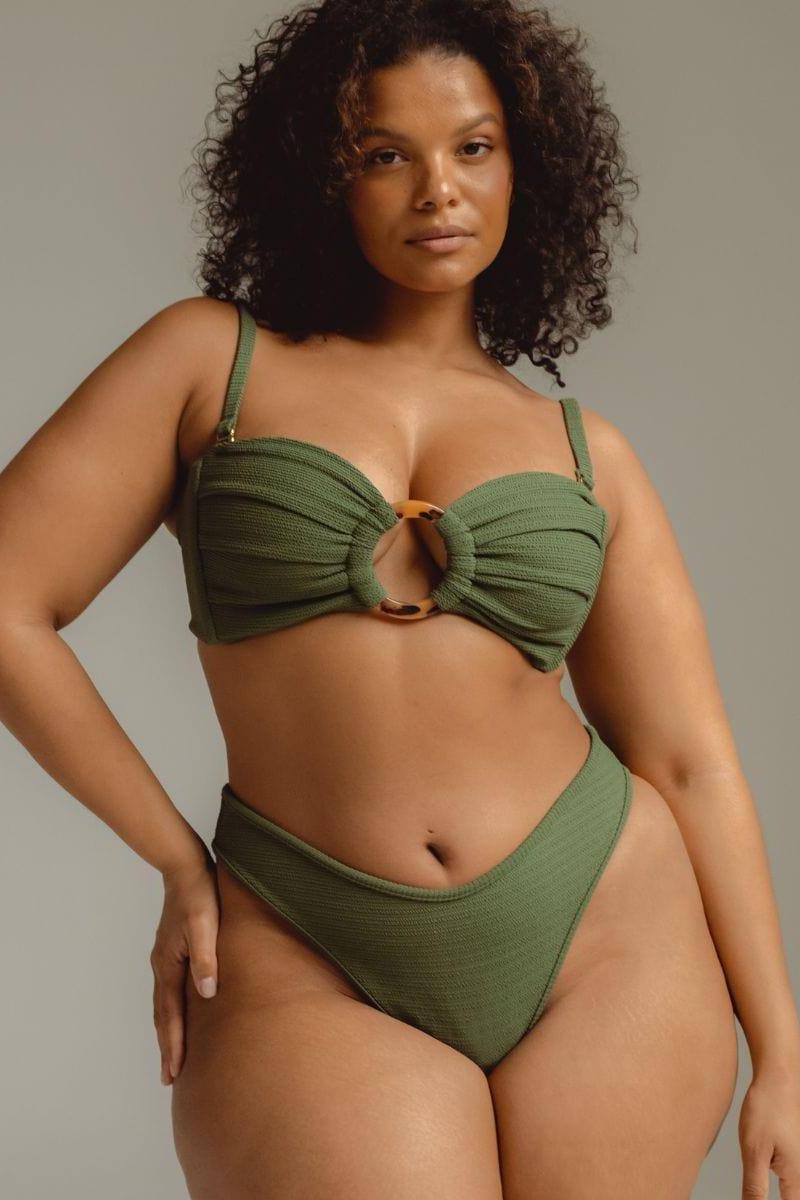 Olive Micro Scrunch Lulu (Zig-Zag Stitch) Bikini Bottom