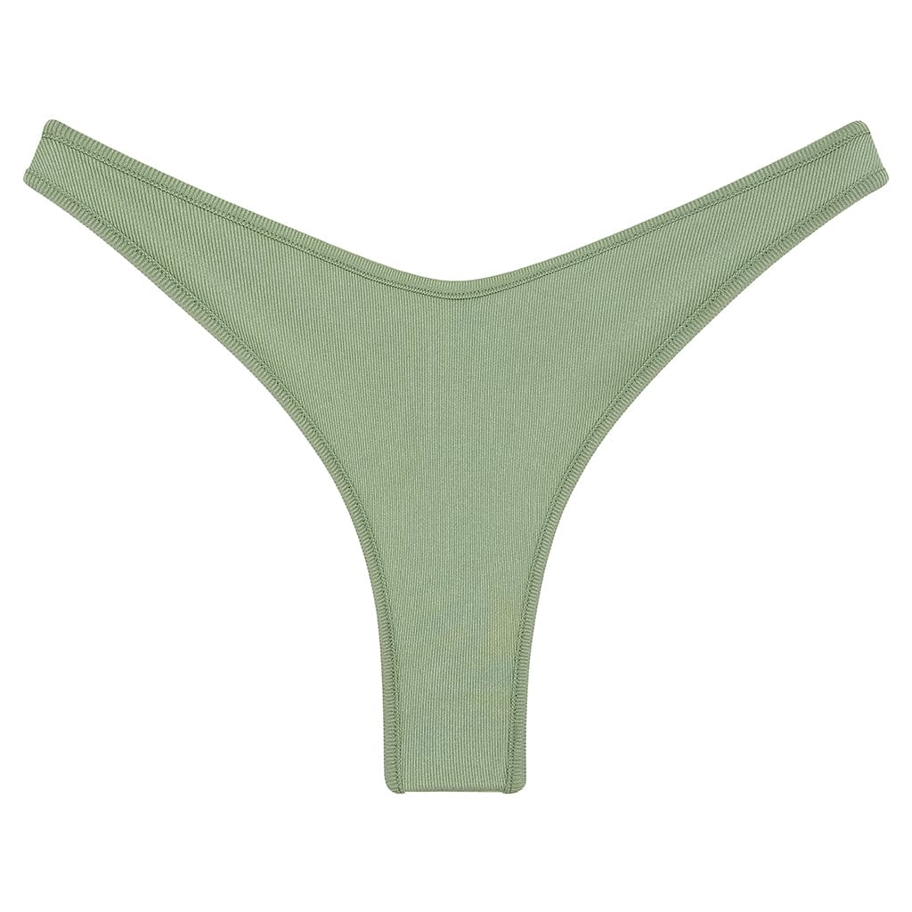 Sage Green Rib Binded Thong Bikini Bottom