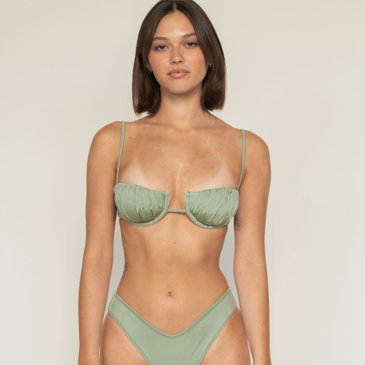 Sage Green Rib Petal Bikini Top