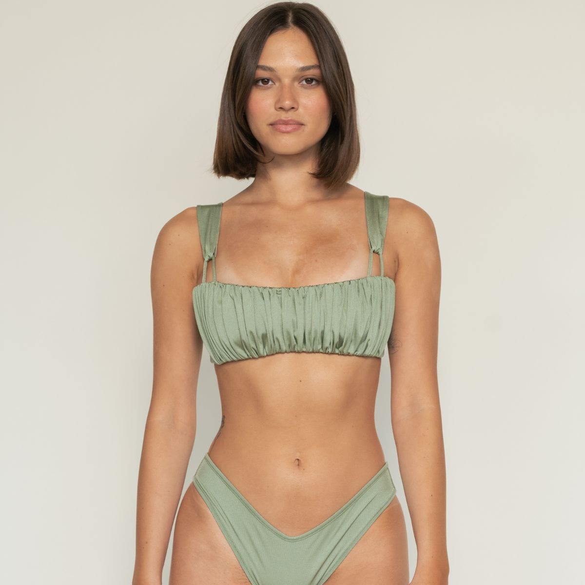 Sage Green Rib Victoria Bikini Top