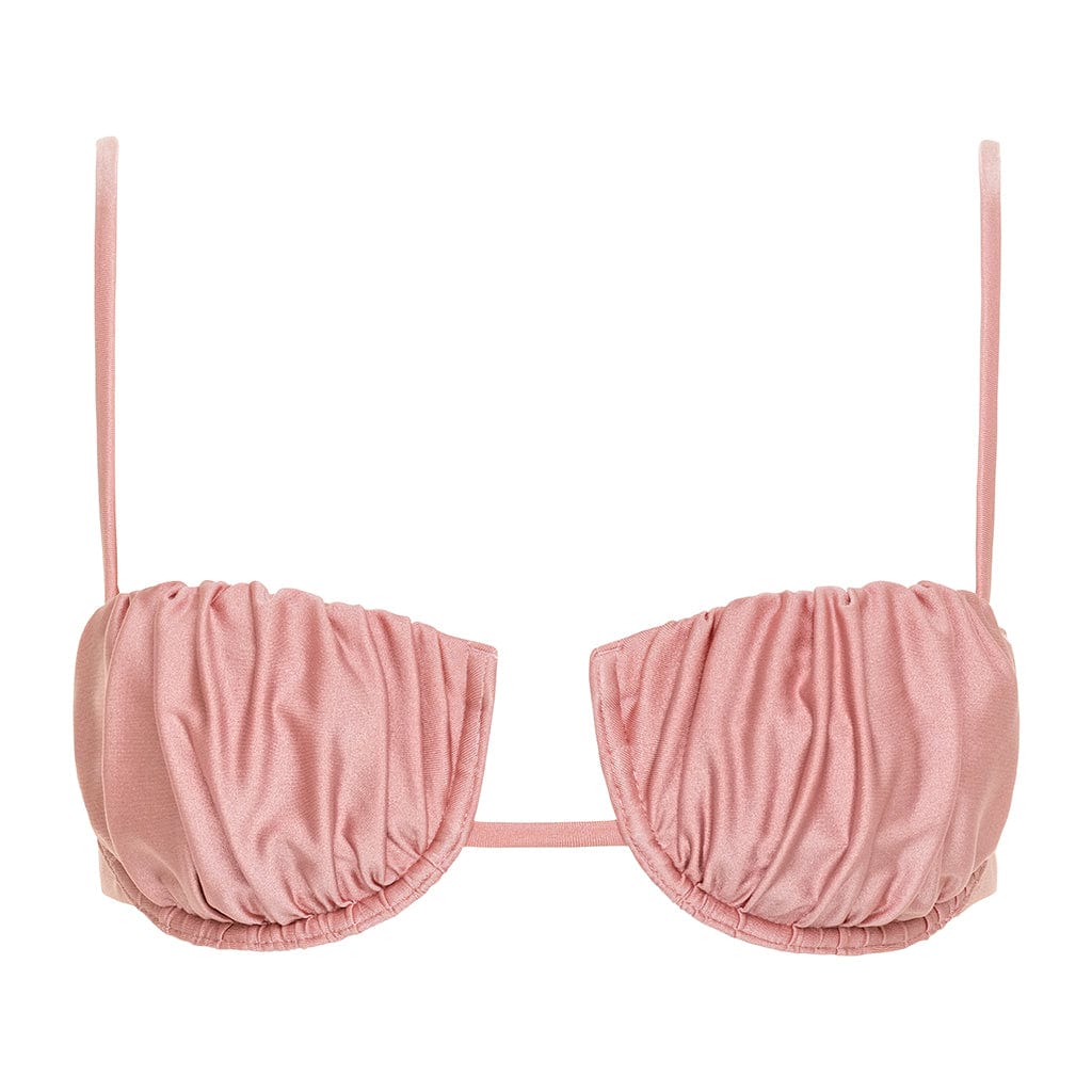 Satin Rose Petal Bikini Top