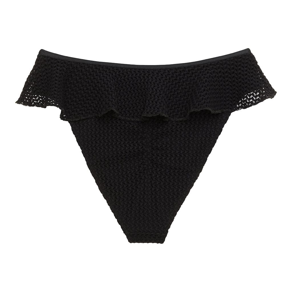 Black Crochet Tamarindo Ruffle Bikini Bottom