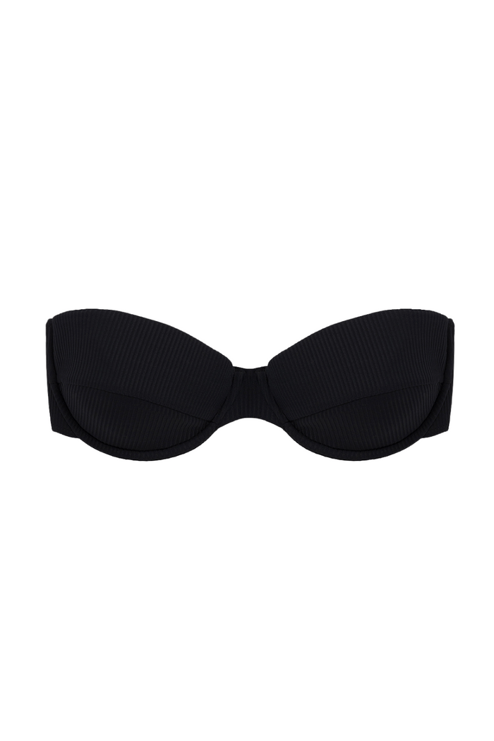 Black Rib Bustier Bikini Top Black Swimsuit Montce Swim