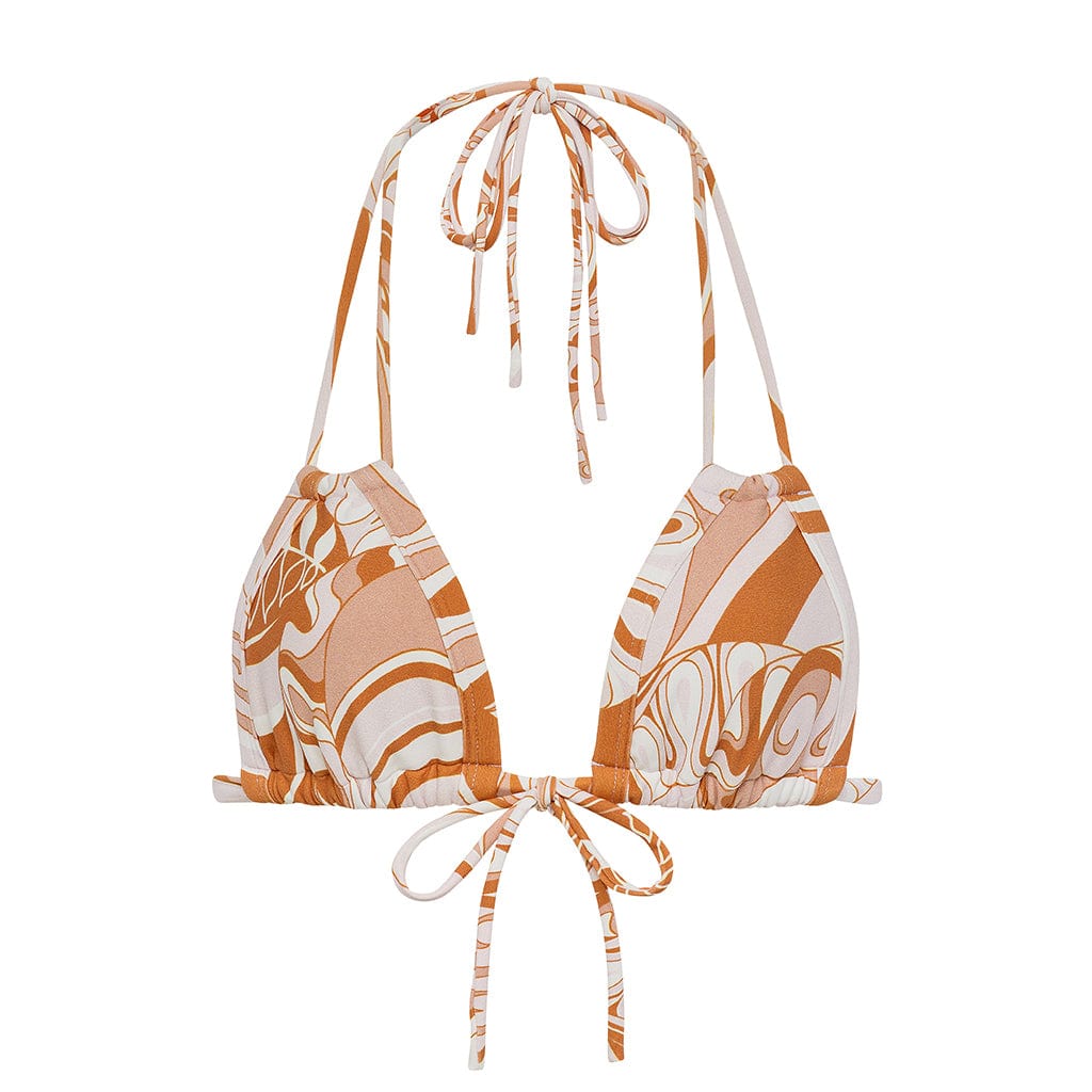 Montce Swim Solo Loops Bikini Top in color Mango Rib size Large