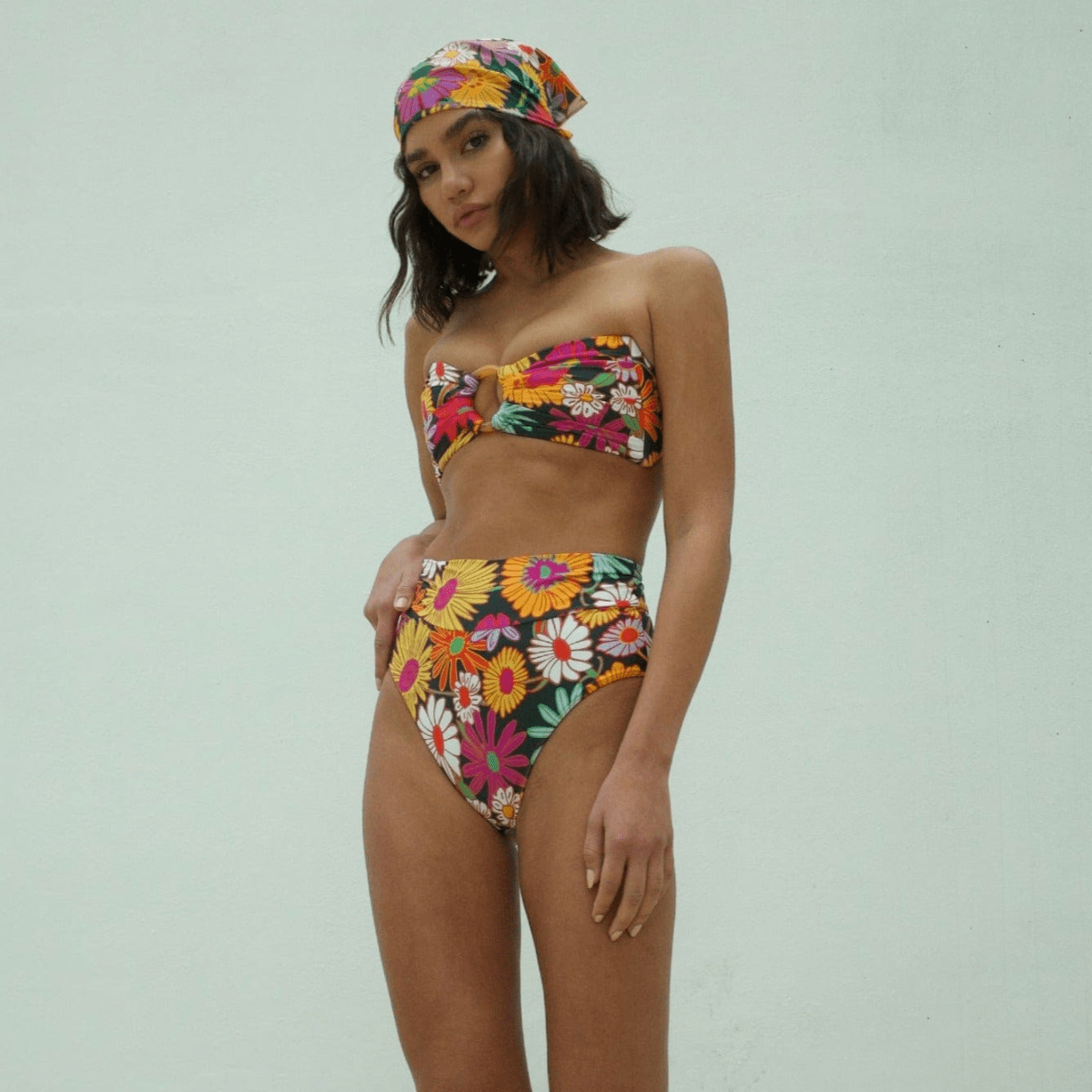 Janeane Floral High Rise Bikini Bottom