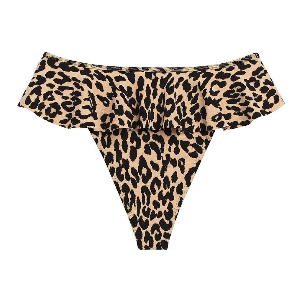 Leopard Texture Tamarindo Ruffle Bikini Bottom