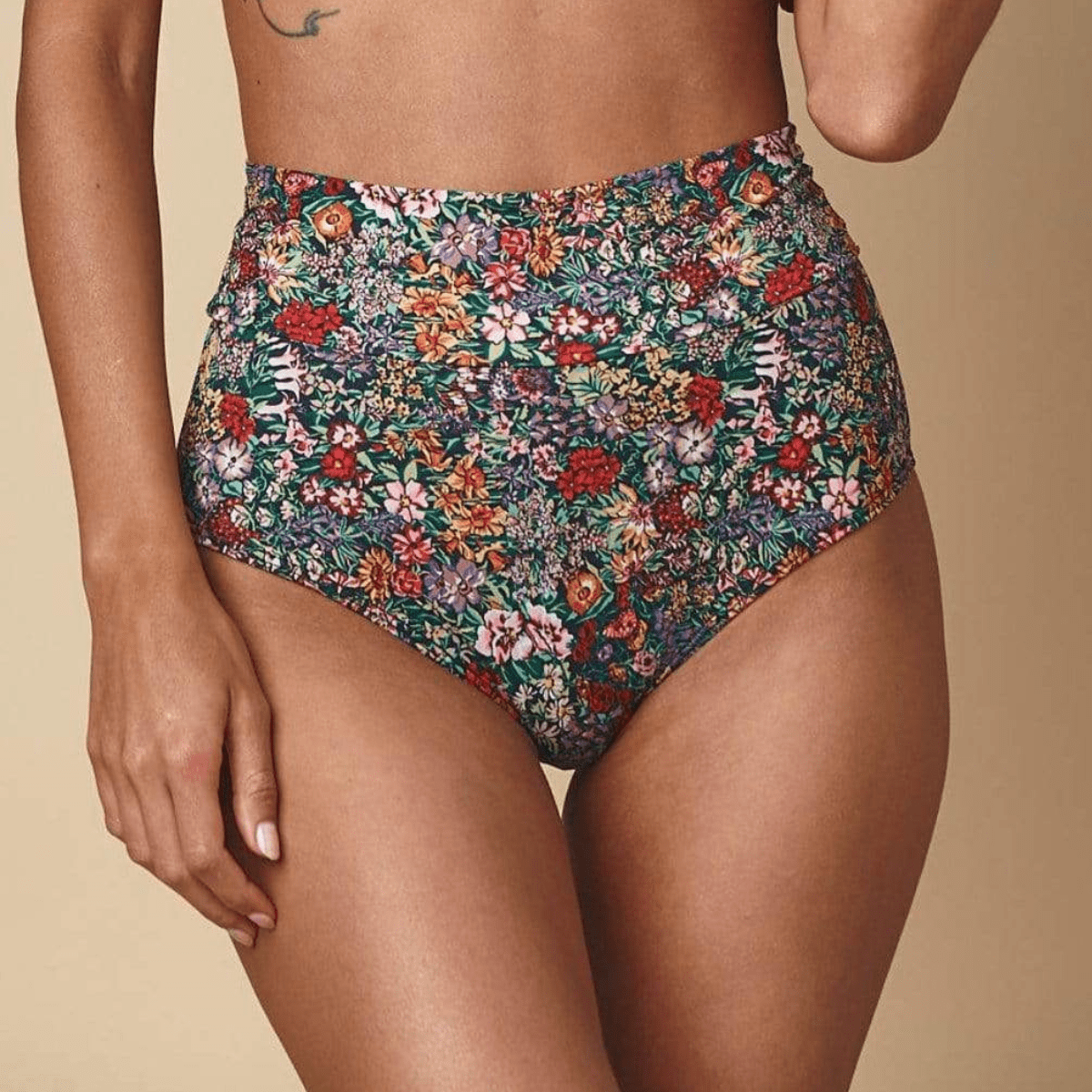 Mara Floral Added Coverage High Rise Bikini bottom