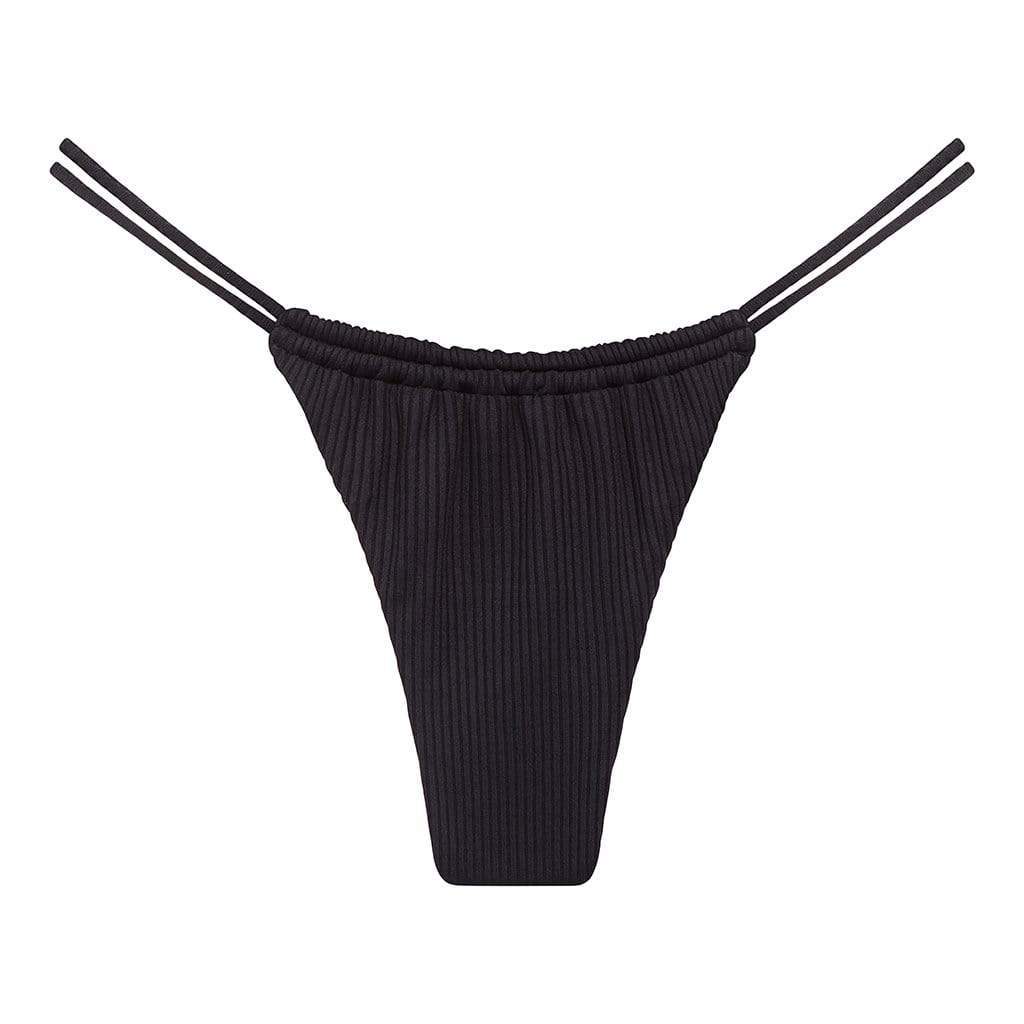 Black Rib Brasil Bikini Bottom, Black Bikini