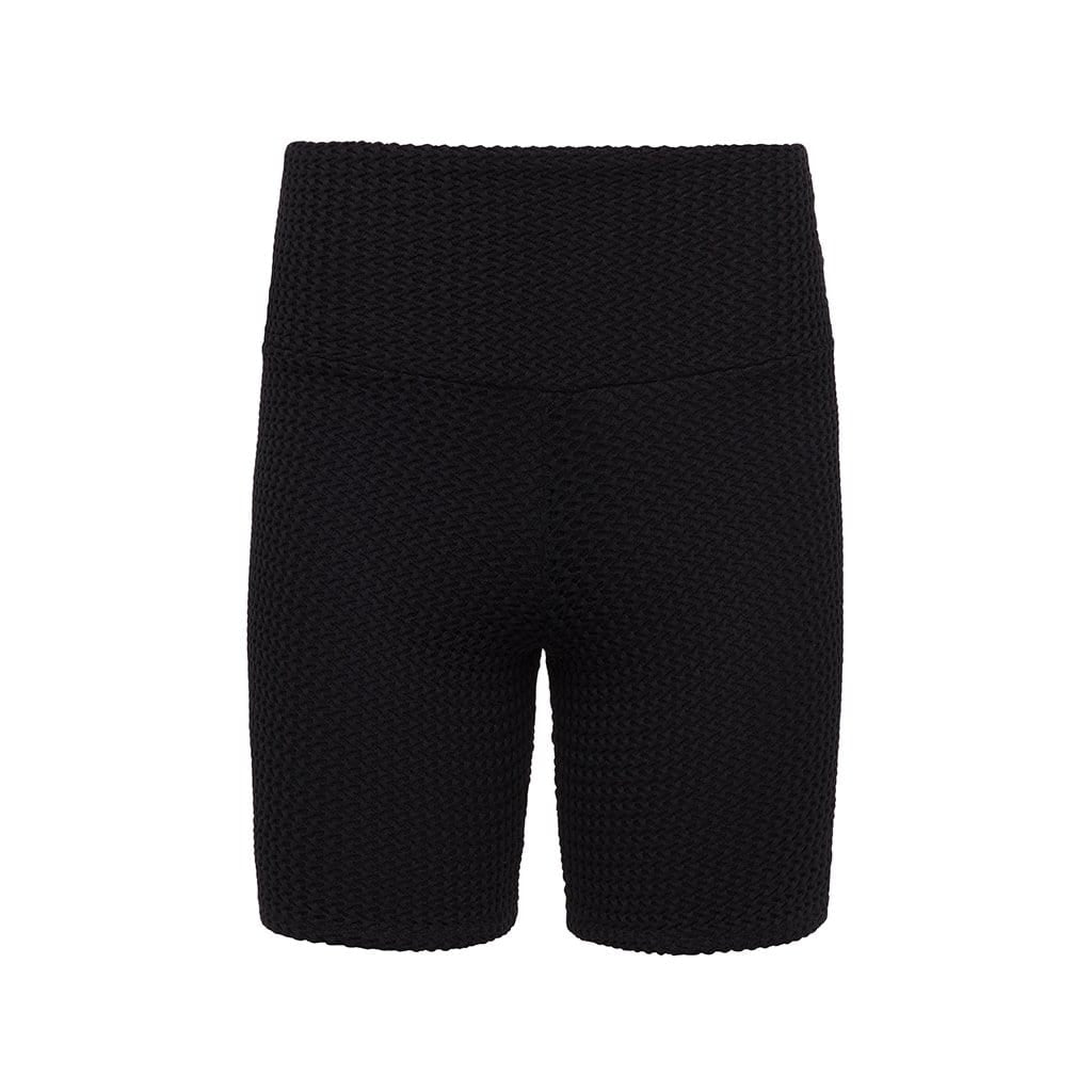 Black Crochet Midi Bike Short